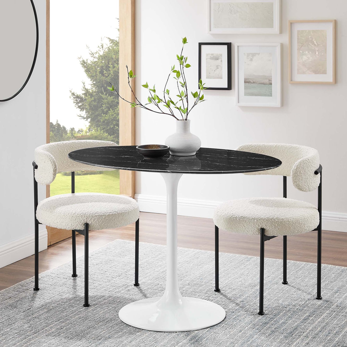 Lippa Oval Artificial Marble Dining Table