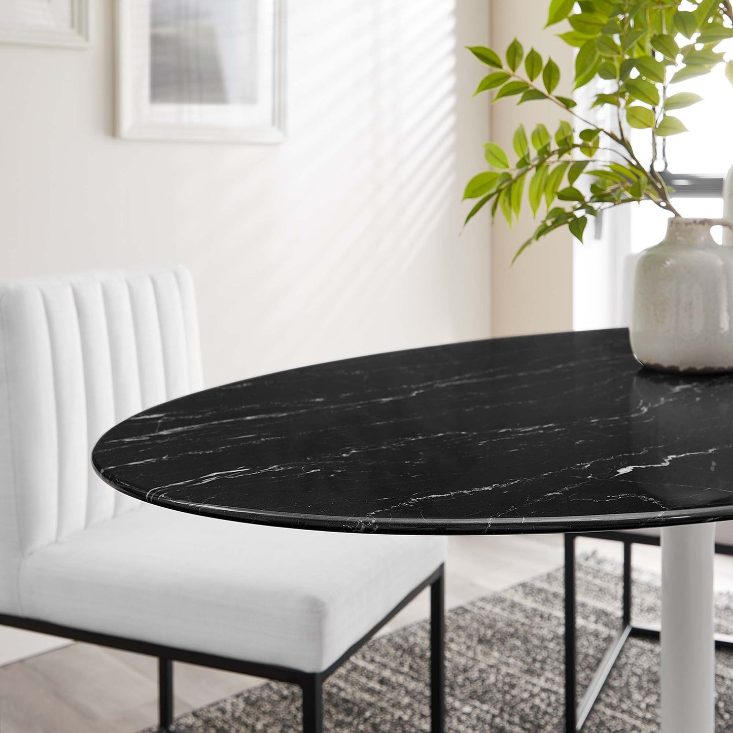 Lippa Oval Artificial Marble Dining Table