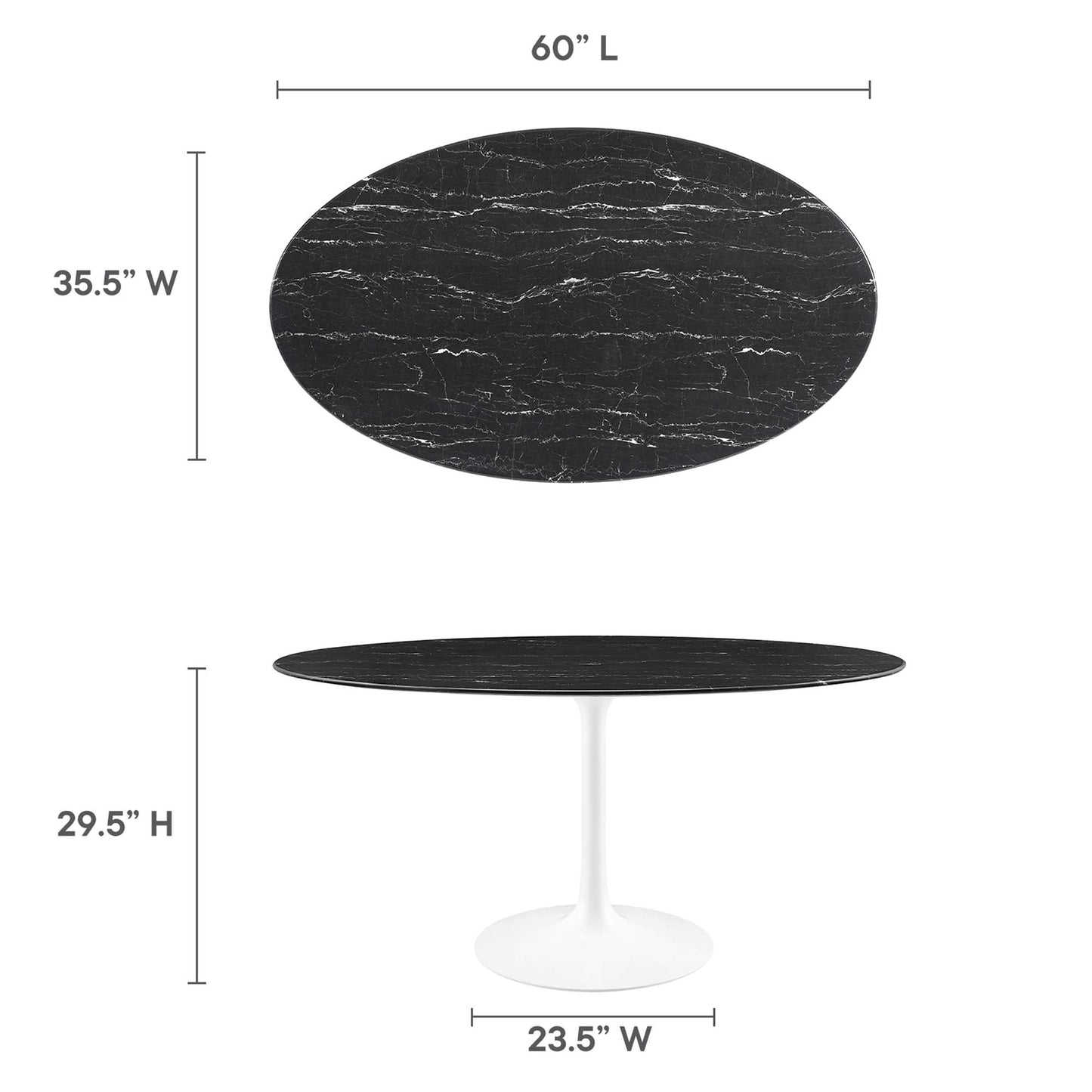 Lippa Oval Artificial Marble Dining Table