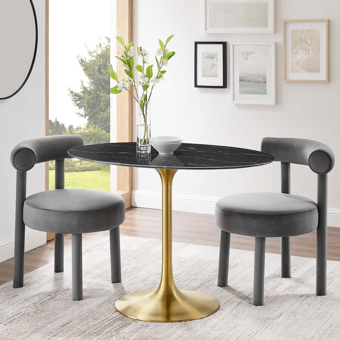 Lippa Oval Artificial Marble Dining Table