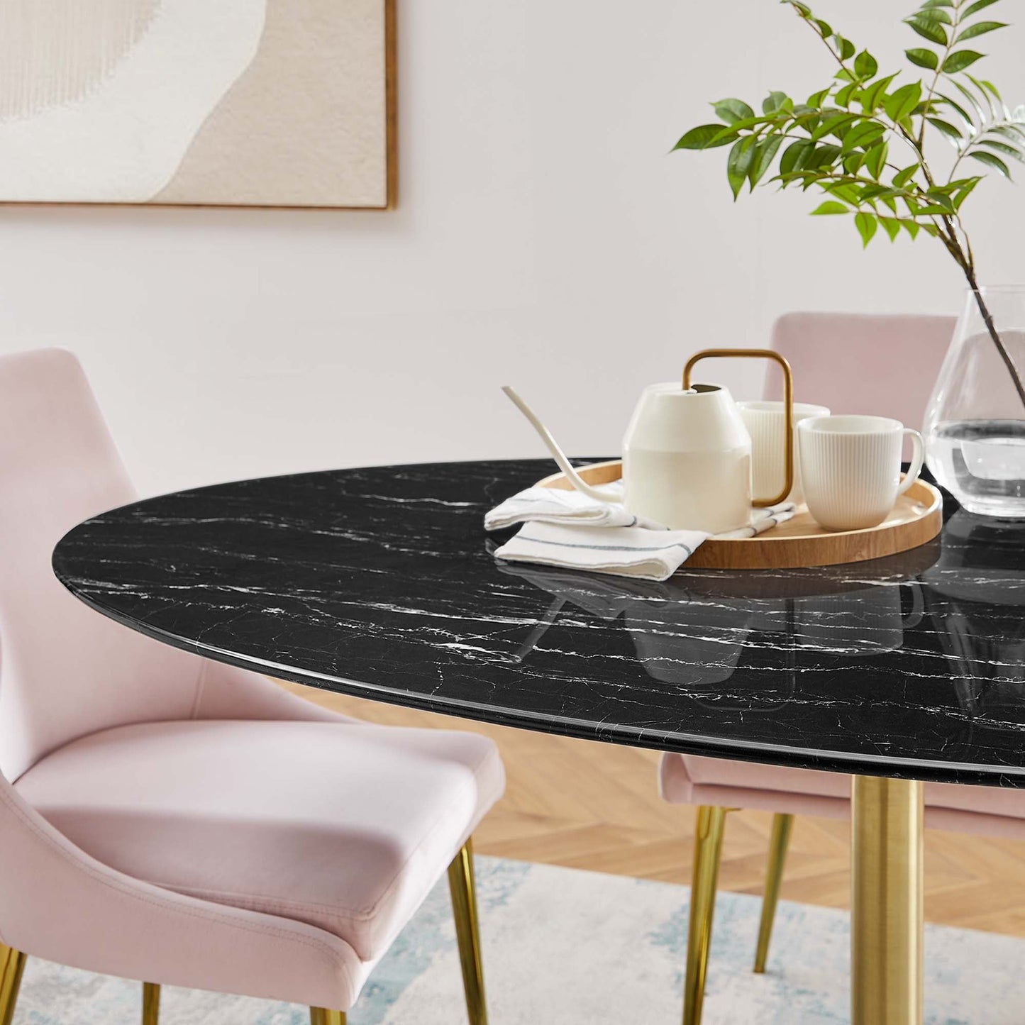 Lippa Oval Artificial Marble Dining Table
