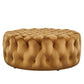 Amour Tufted Button Large Round Performance Velvet Ottoman