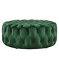 Amour Tufted Button Large Round Performance Velvet Ottoman