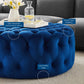 Amour Tufted Button Large Round Performance Velvet Ottoman