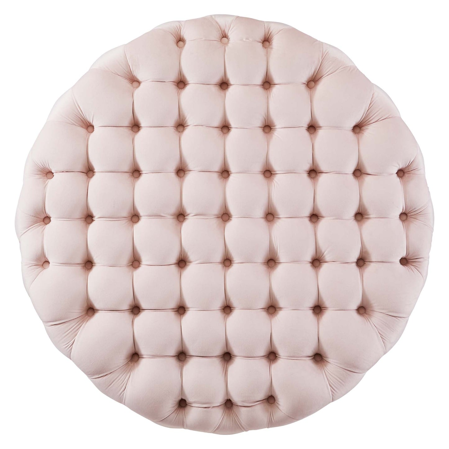 Amour Tufted Button Large Round Performance Velvet Ottoman
