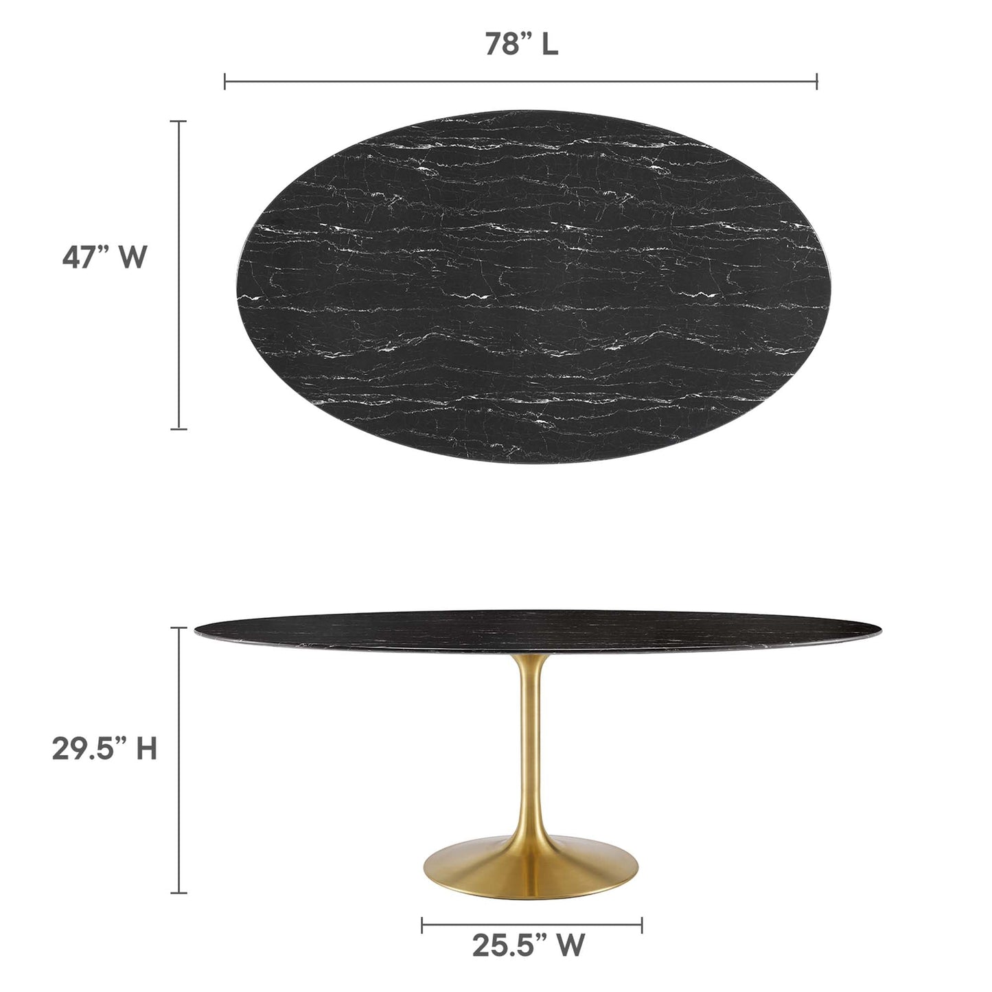Lippa Oval Artificial Marble Dining Table