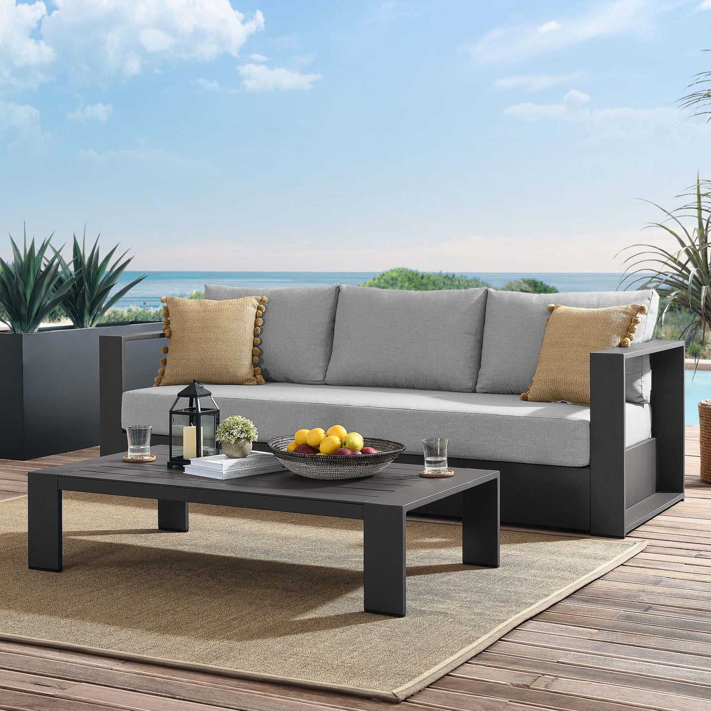 Tahoe 2-Piece Outdoor Patio Powder-Coated Aluminum Set