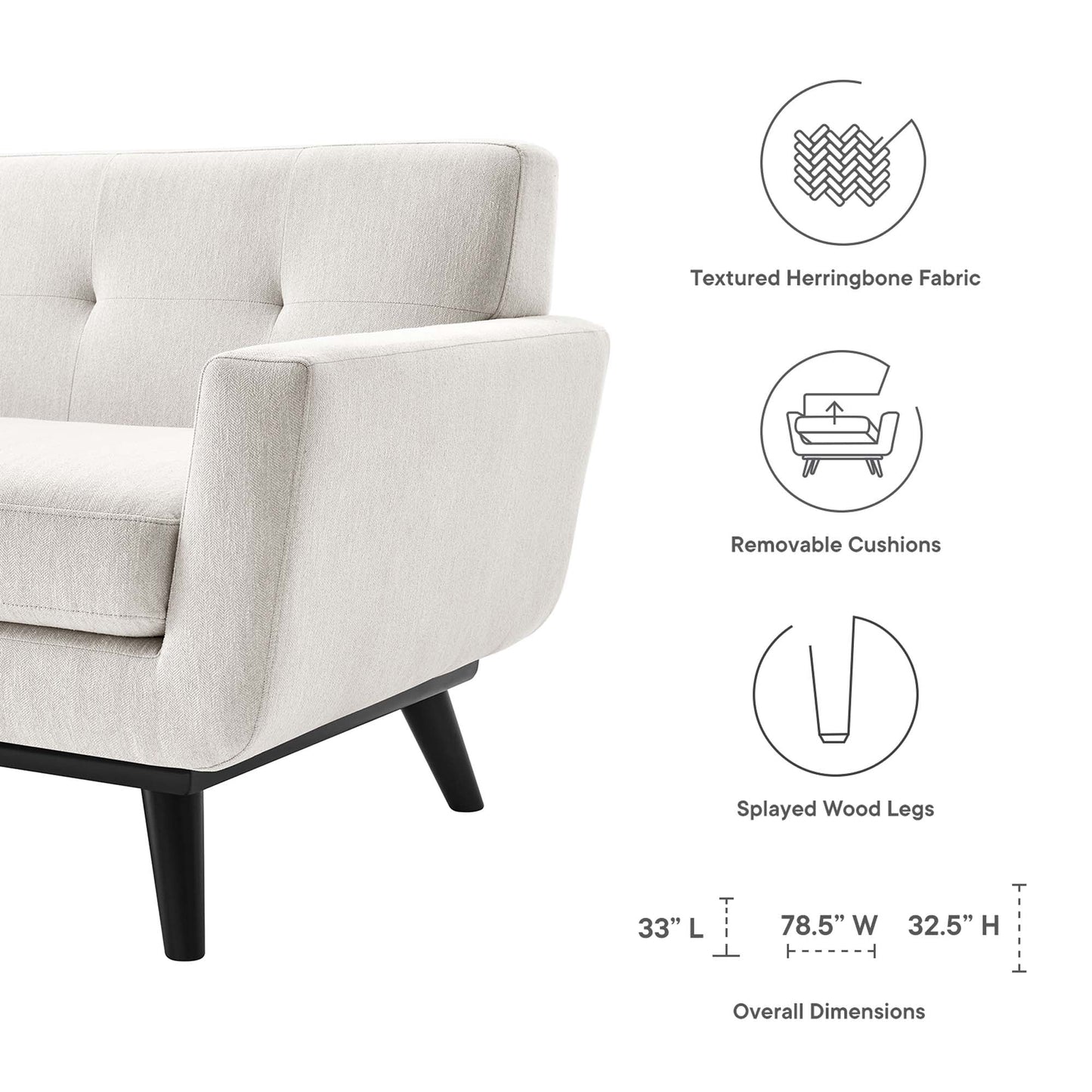 Engage Herringbone Fabric Loveseat