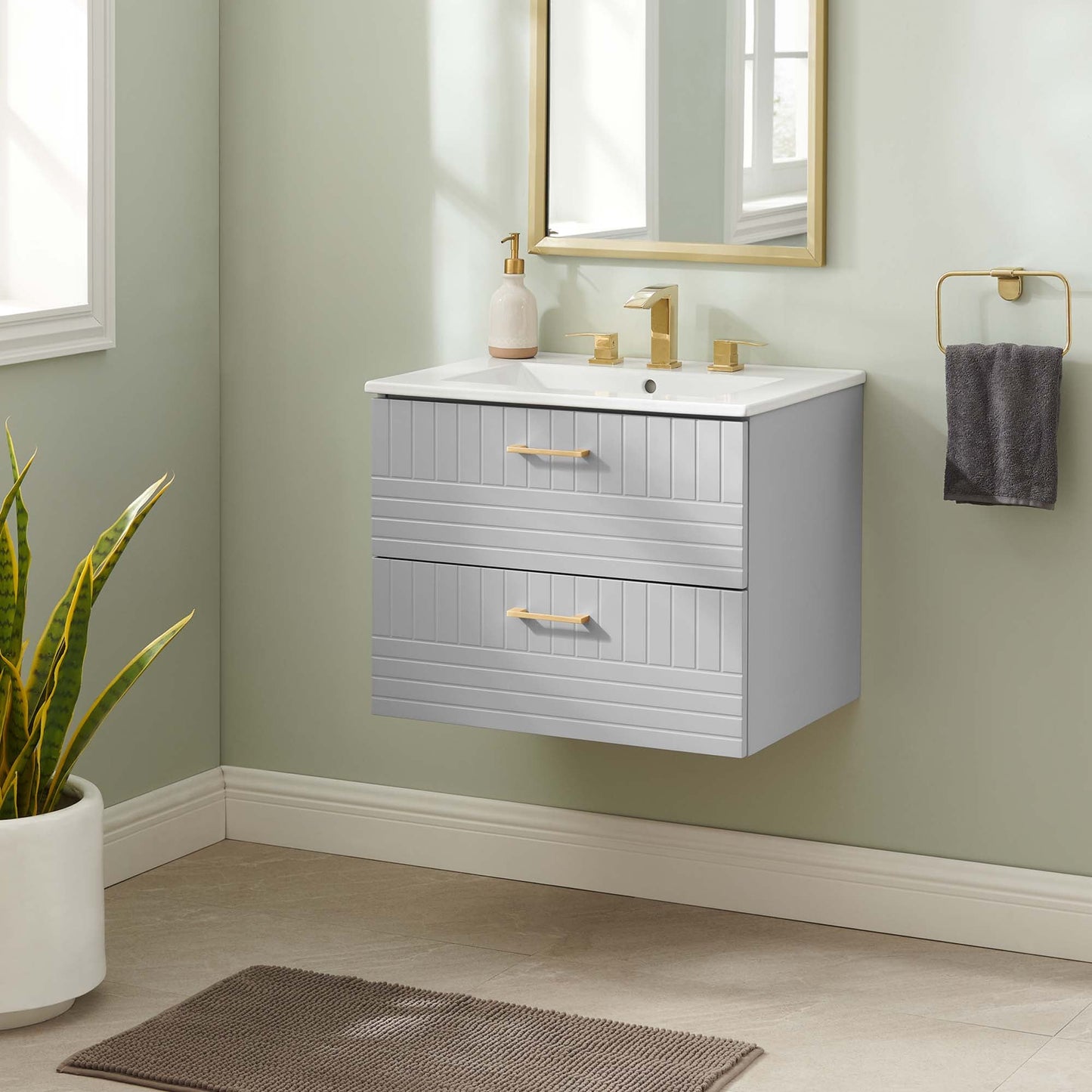 Daybreak Wall-Mount Bathroom Vanity Basin Included