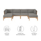 Clearwater Outdoor Patio Teak Wood 6-Piece Sectional Sofa
