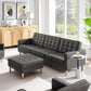 Loft  Tufted Vegan Leather Sofa and Ottoman Set
