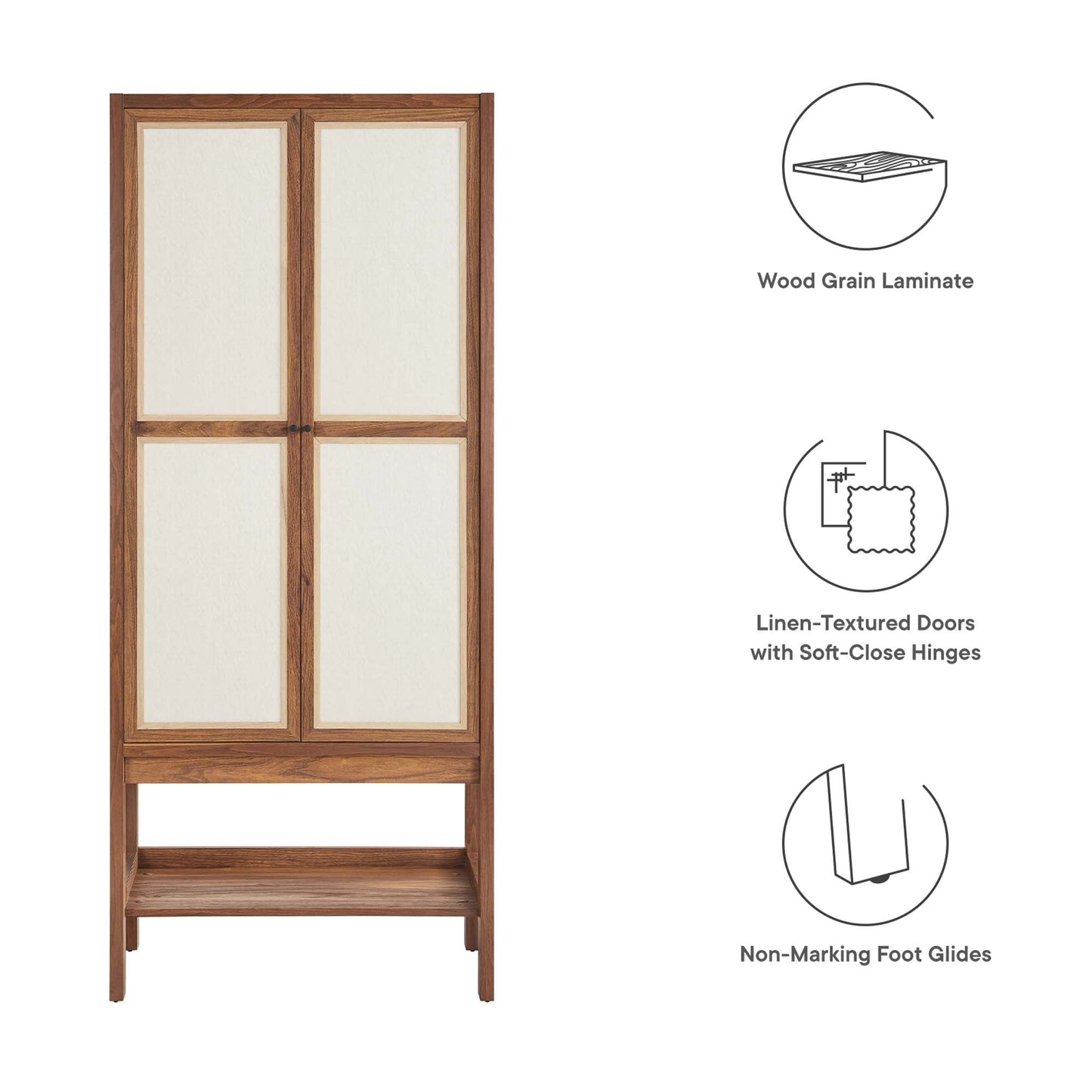 Capri Tall Wood Grain Standing Storage Cabinet