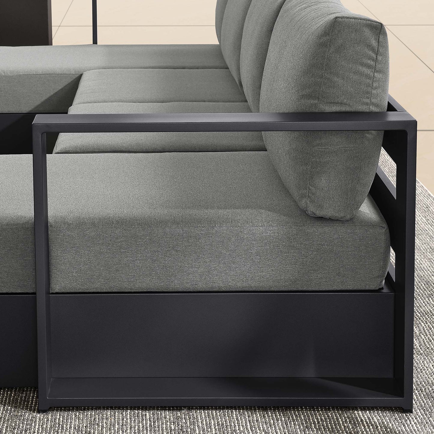 Tahoe 4-Piece Outdoor Patio Powder-Coated Aluminum Sectional Sofa Set