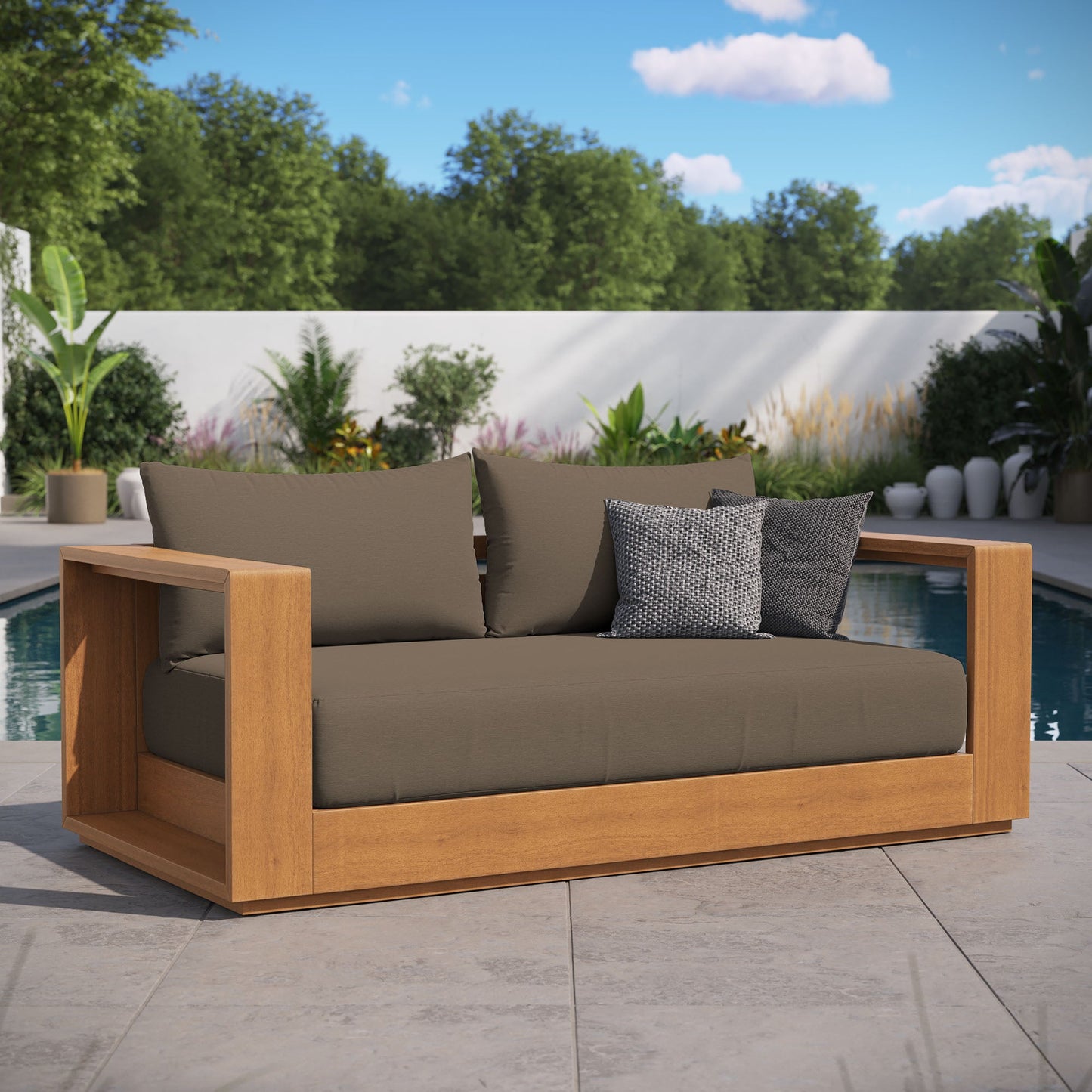 Tahoe Acacia Wood Outdoor Patio Acacia Wood Loveseat