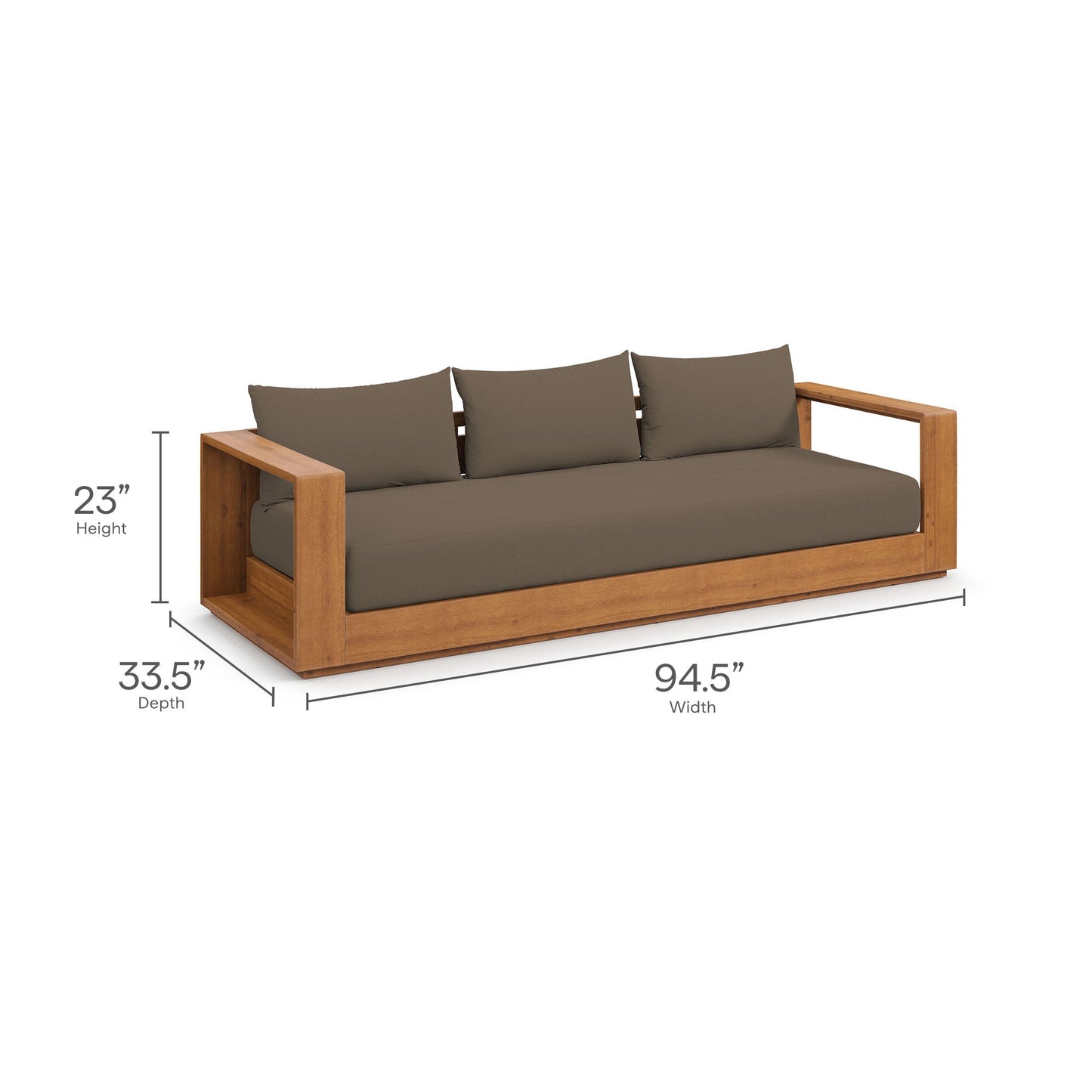 Tahoe Outdoor Patio Acacia Wood Sofa