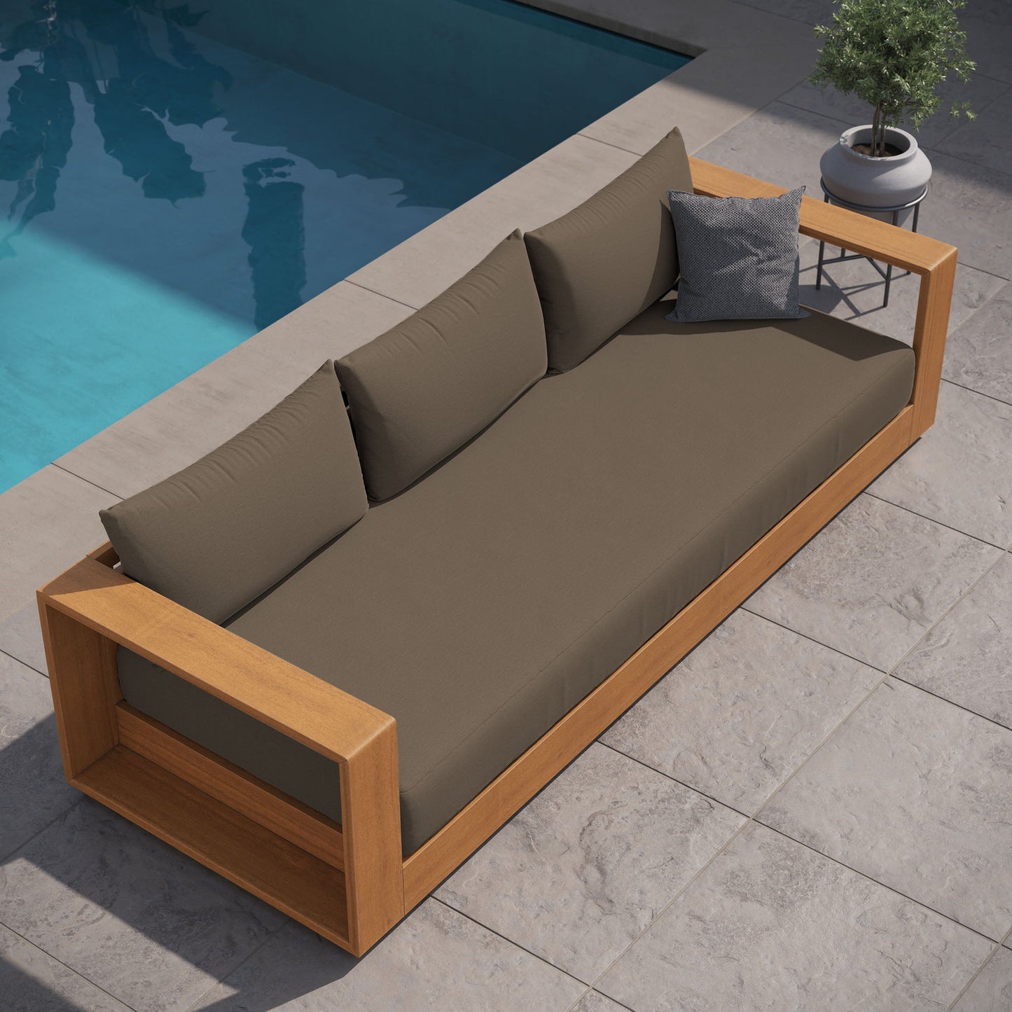 Tahoe Outdoor Patio Acacia Wood Sofa