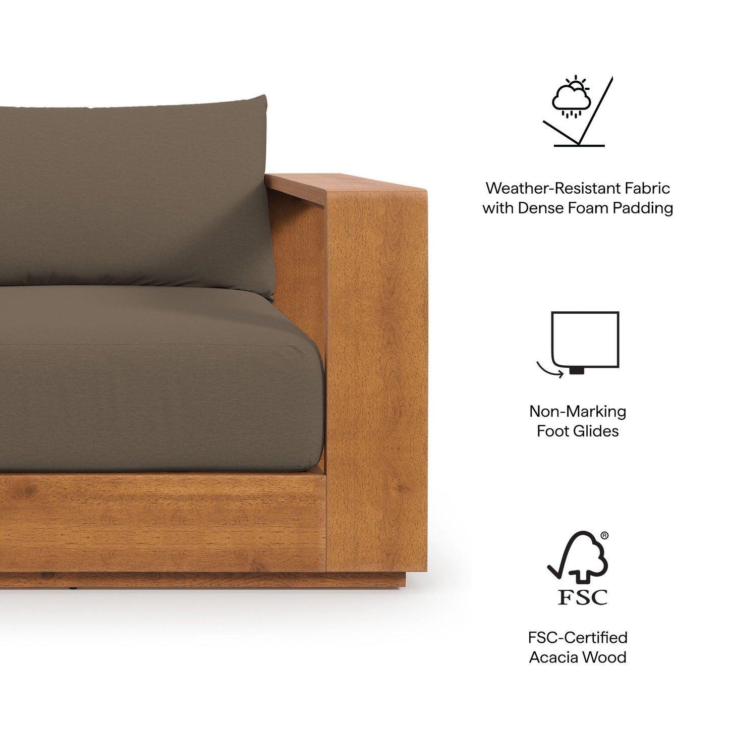 Tahoe 3-Piece Outdoor Patio Acacia Wood Furniture Set