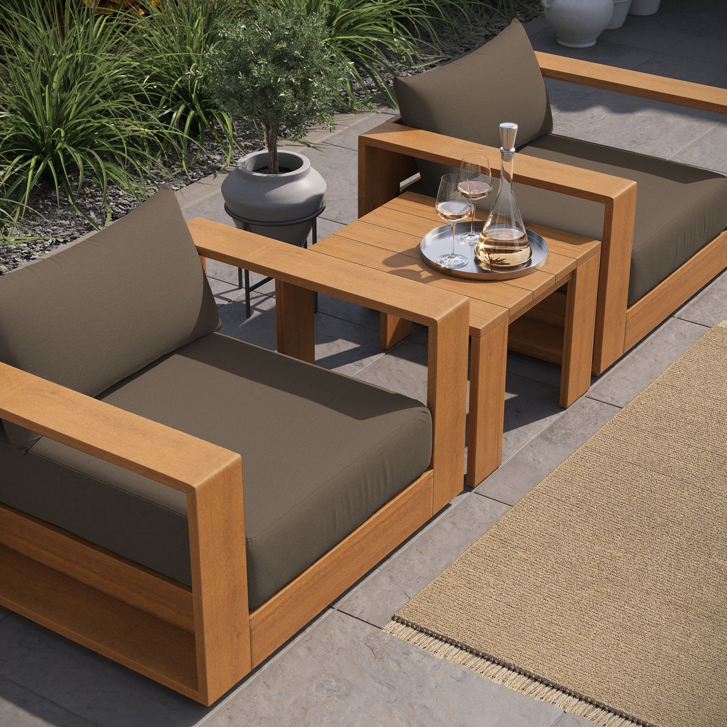 Tahoe 3-Piece Outdoor Patio Acacia Wood Furniture Set