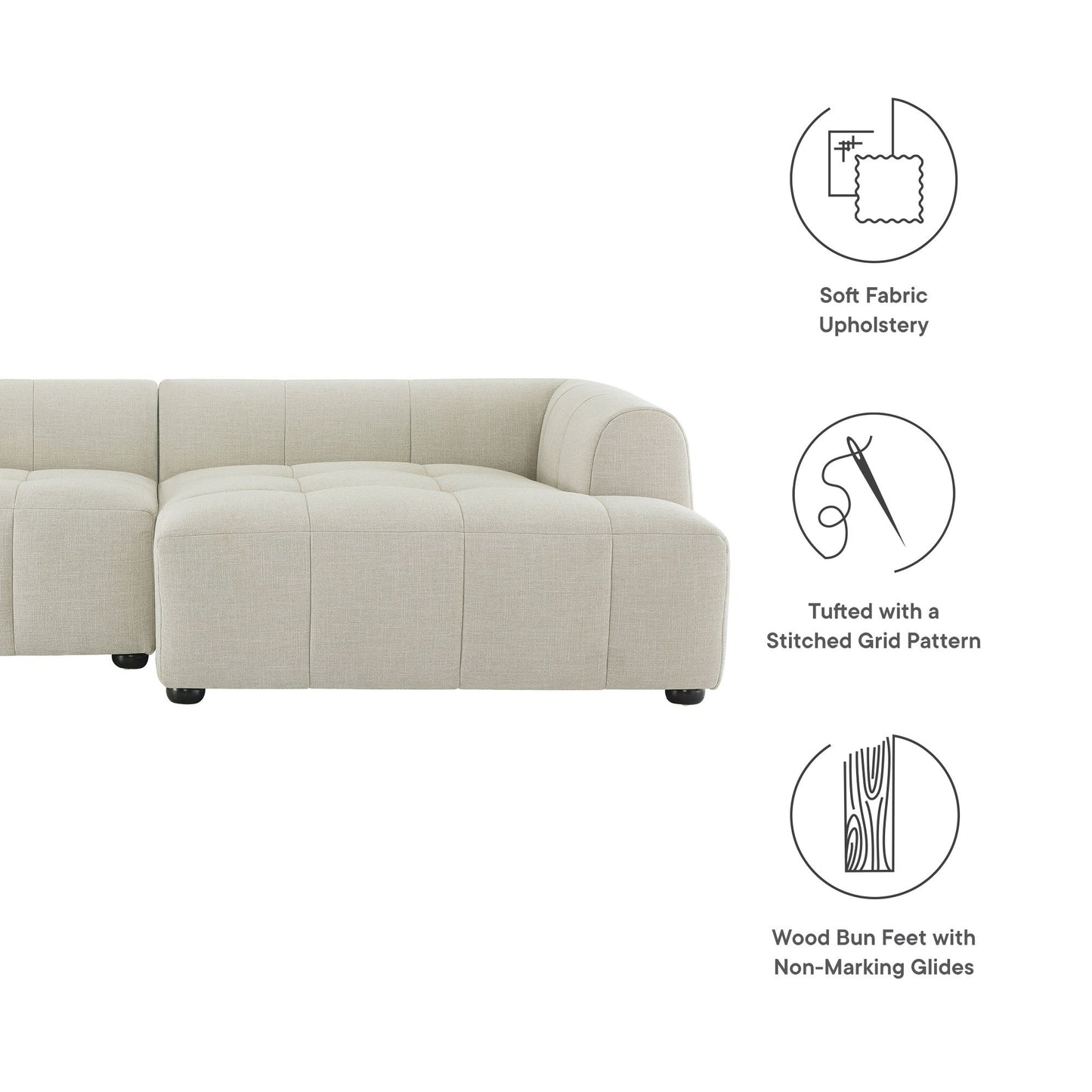 Liana  Right-Facing Upholstered Fabric Modular Sofa with Chaise