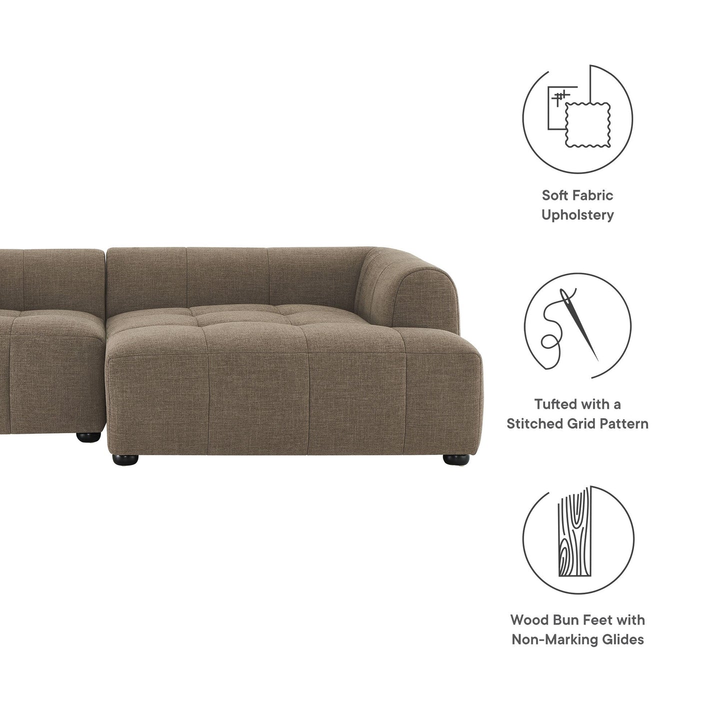 Liana  Right-Facing Upholstered Fabric Modular Sofa with Chaise