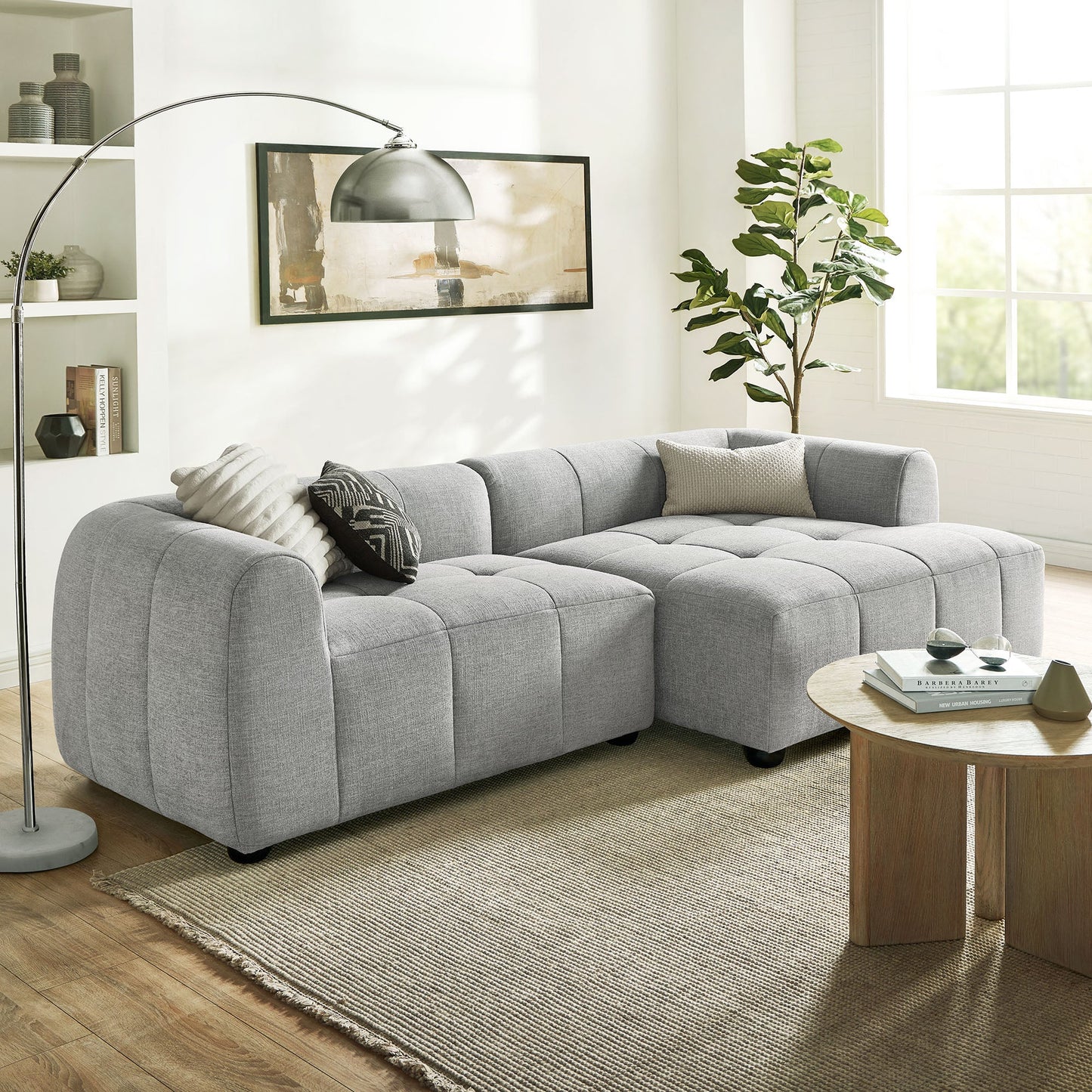 Liana  Right-Facing Upholstered Fabric Modular Sofa with Chaise