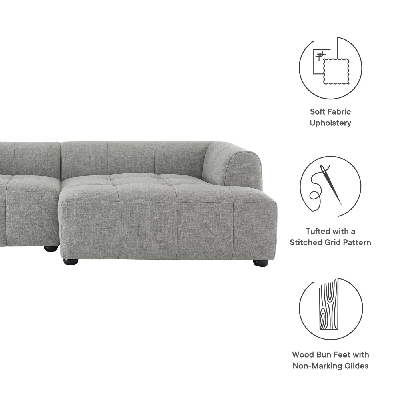 Liana  Right-Facing Upholstered Fabric Modular Sofa with Chaise