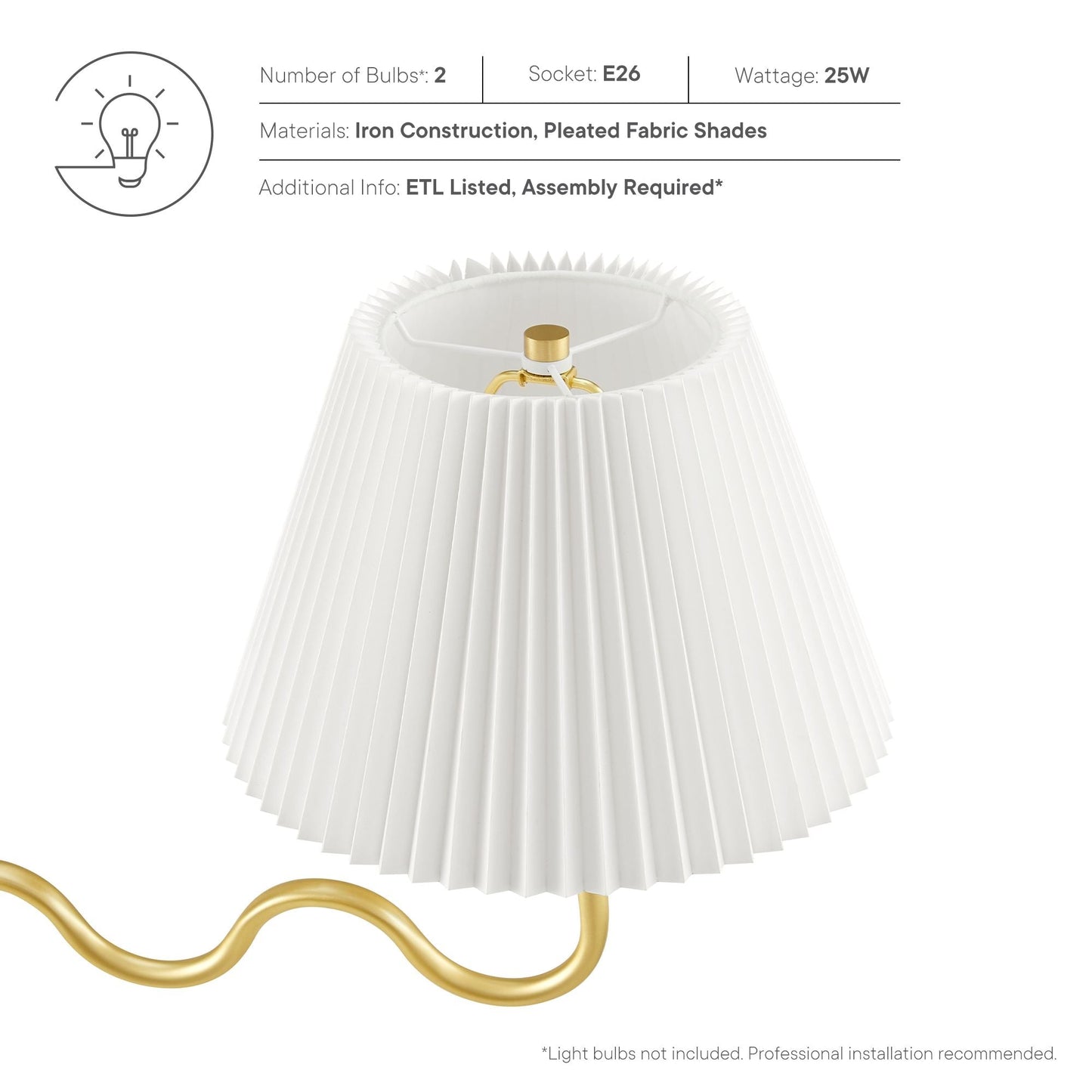 Wave Squiggle 2-Arm Pendant Light