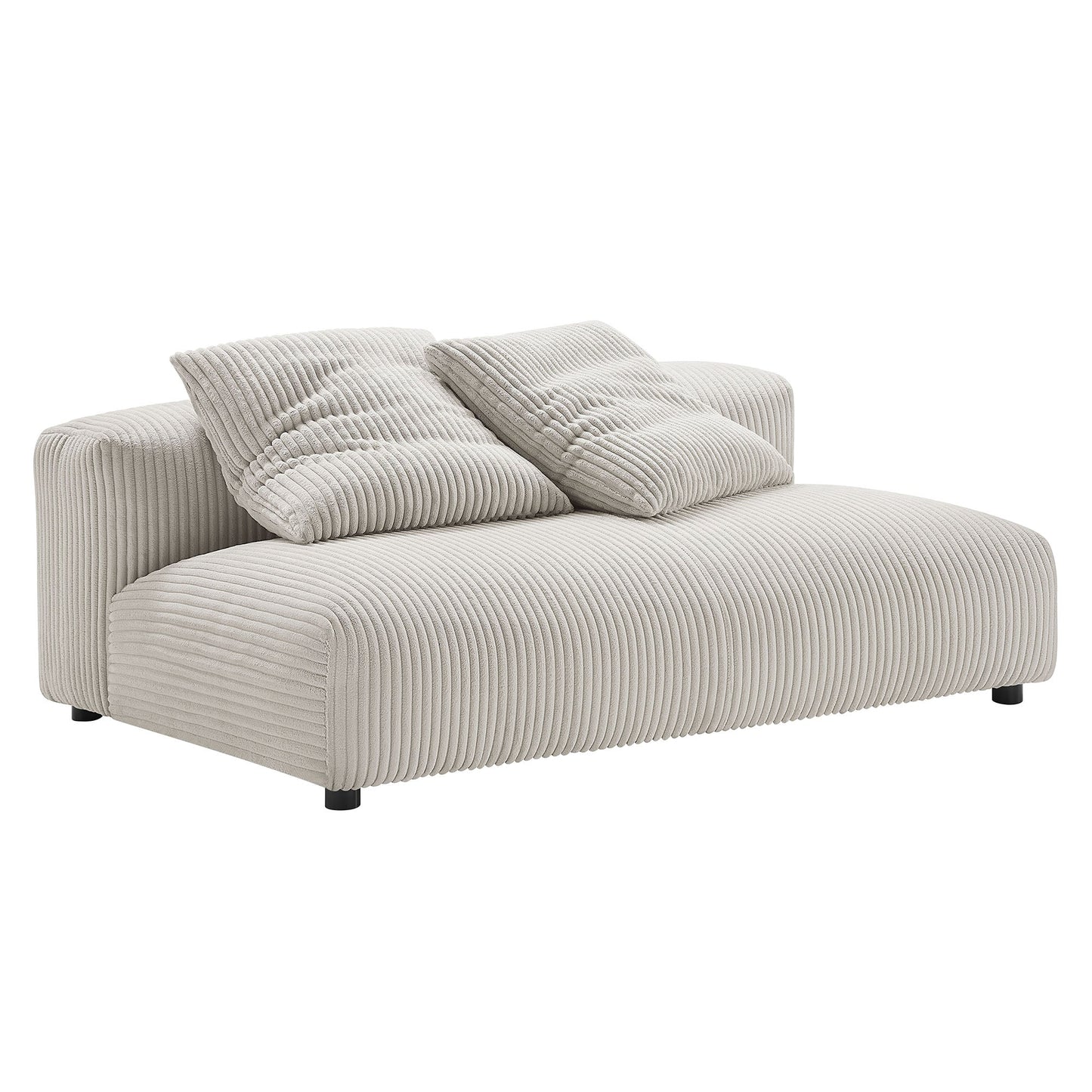 Solace  Modular Corduroy Upholstered Armless Loveseat and Ottoman Set