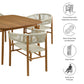 Vienna 5-Piece Outdoor Patio Teak and Rope Dining Set with Curved-Back Armchairs