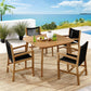 Vienna 5-Piece Outdoor Patio Teak and Rope Dining Set with Armchairs