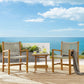 Vienna 3-Piece Outdoor Patio Teak and Rope Armchairs with Folding Side Table