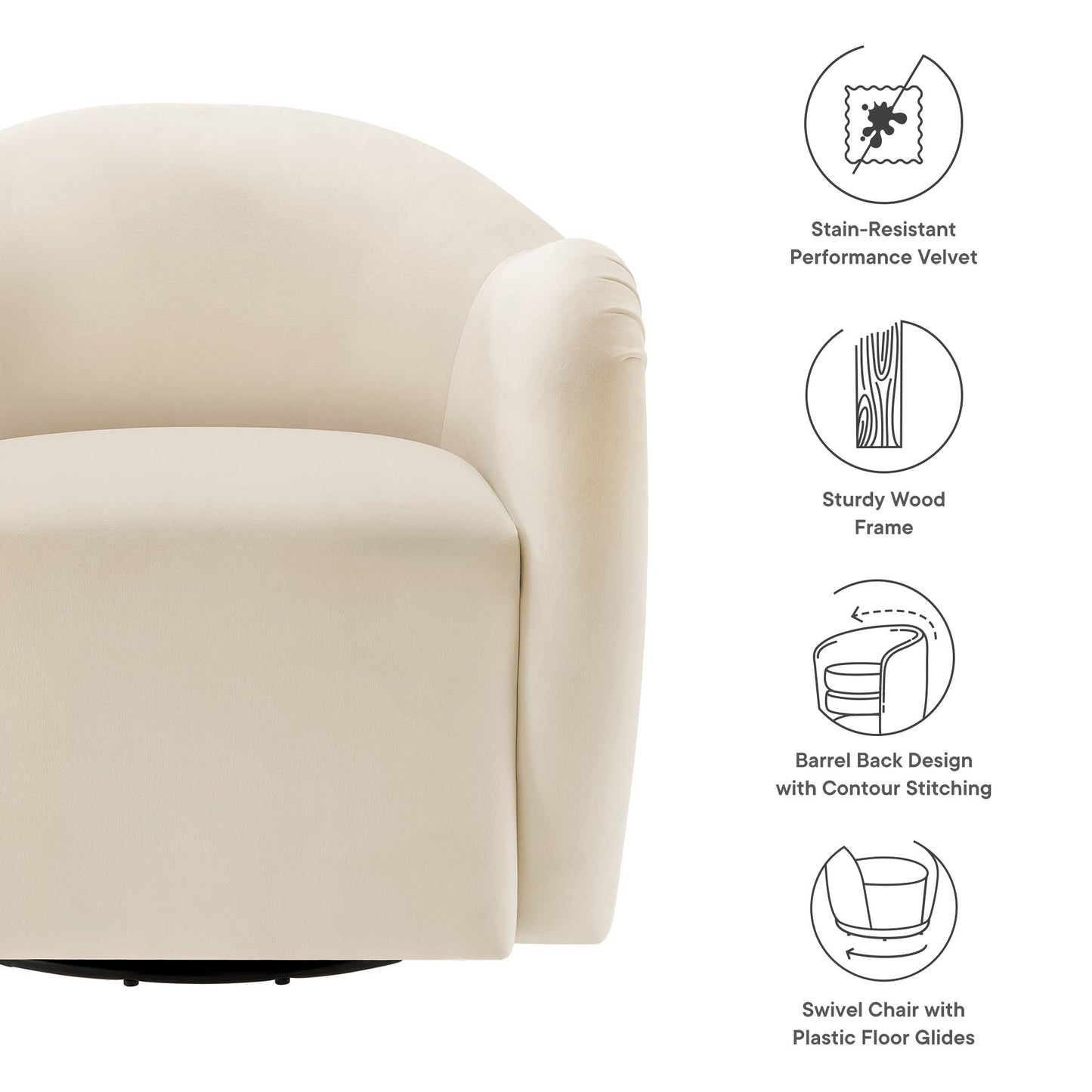 Compose Performance Velvet Swivel Armchair