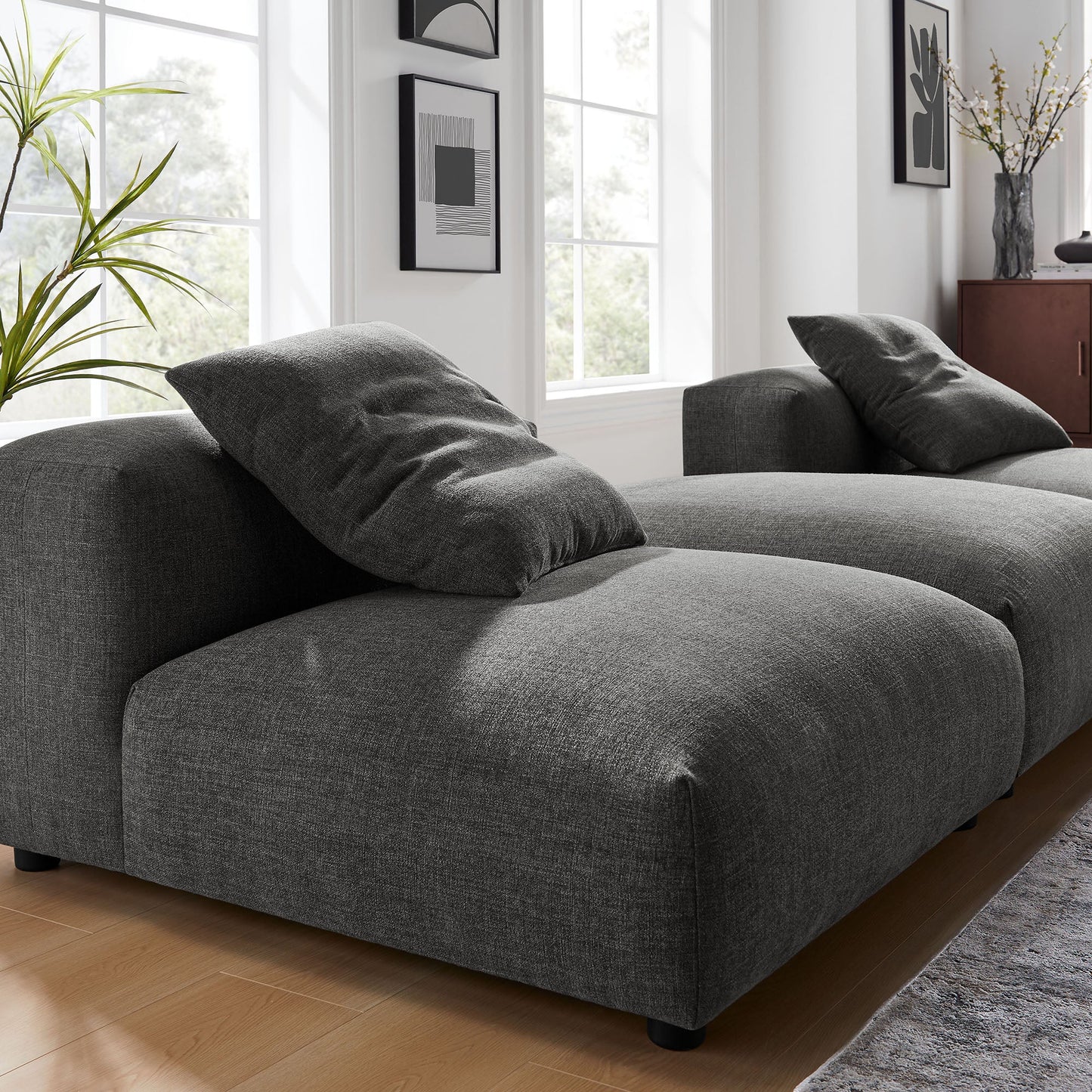 Solace 3-Piece Modular Upholstered Fabric Sectional Sofa