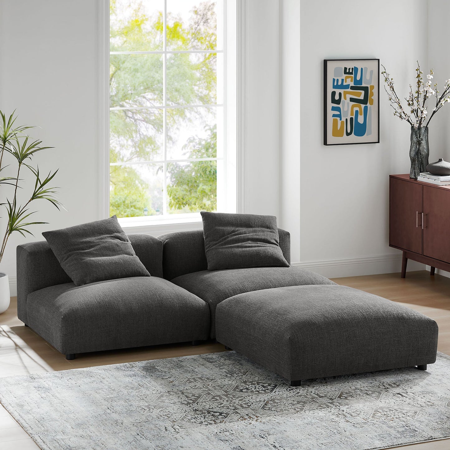 Solace 3-Piece Modular Upholstered Fabric Sectional Sofa