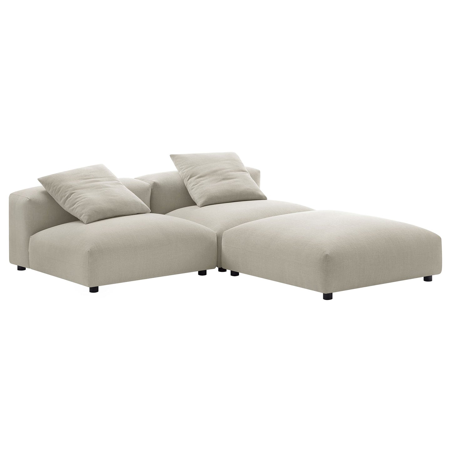 Solace 3-Piece Modular Upholstered Fabric Sectional Sofa