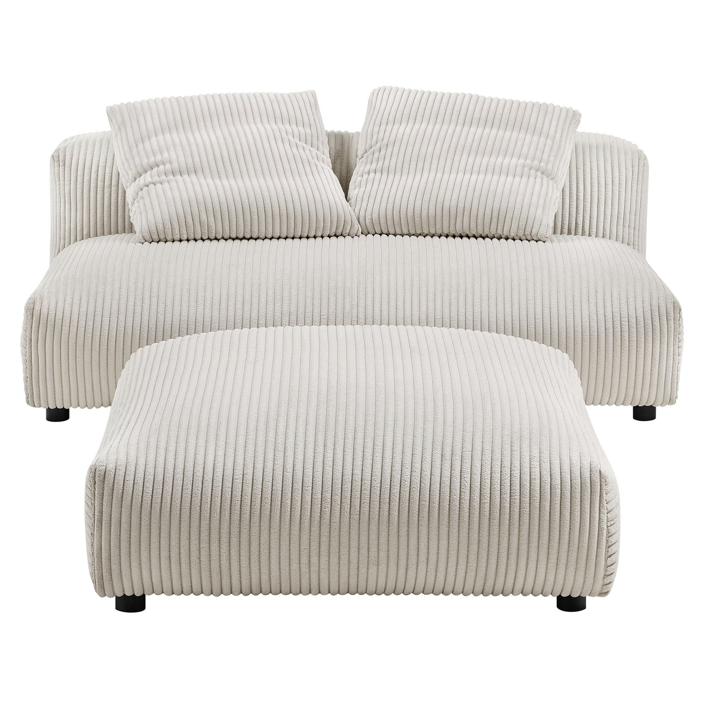 Solace  Modular Corduroy Upholstered Armless Loveseat and Ottoman Set