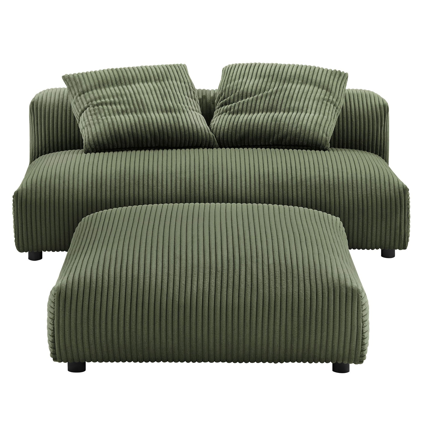 Solace  Modular Corduroy Upholstered Armless Loveseat and Ottoman Set
