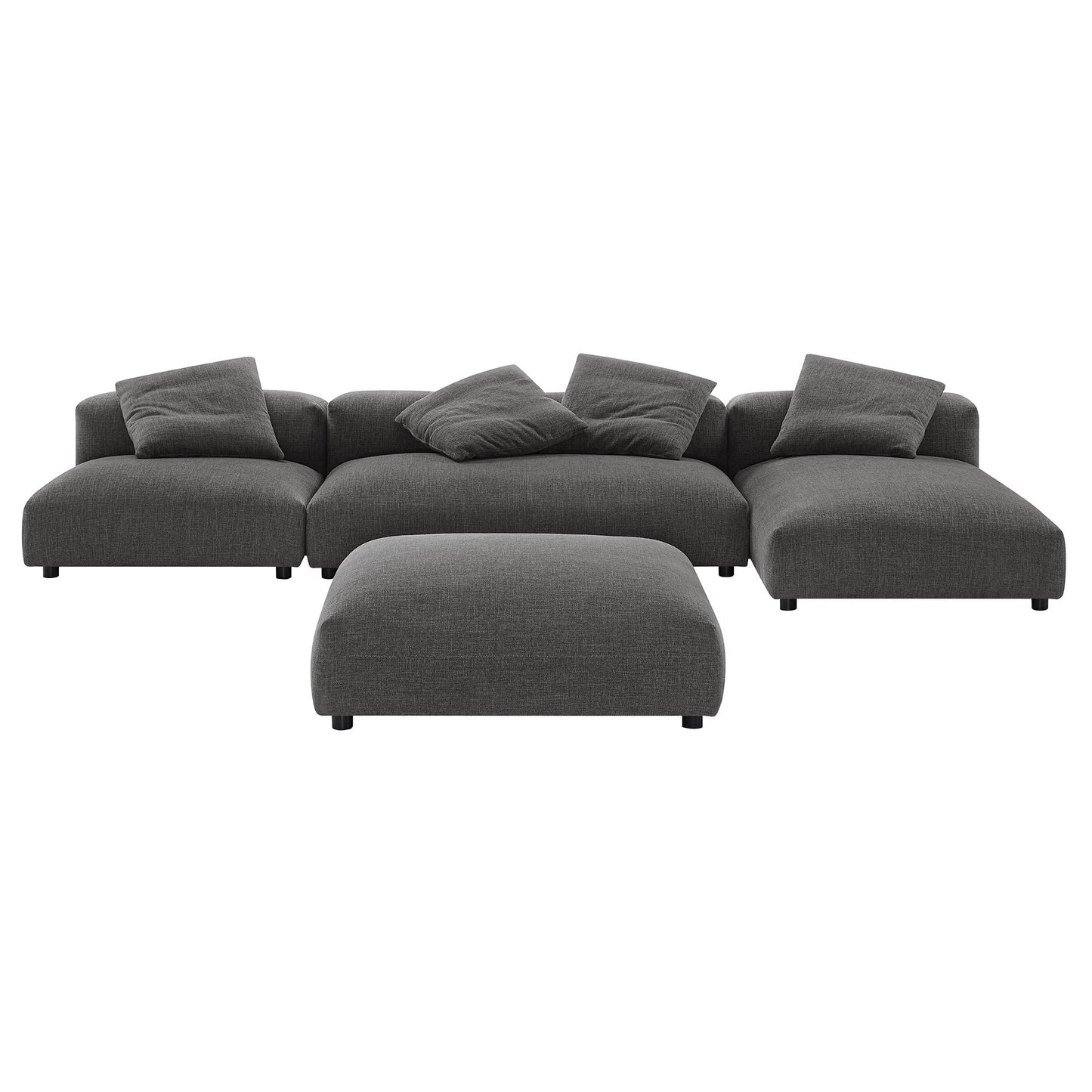 Solace 4-Piece Modular Upholstered Fabric Sectional Sofa With Ottoman