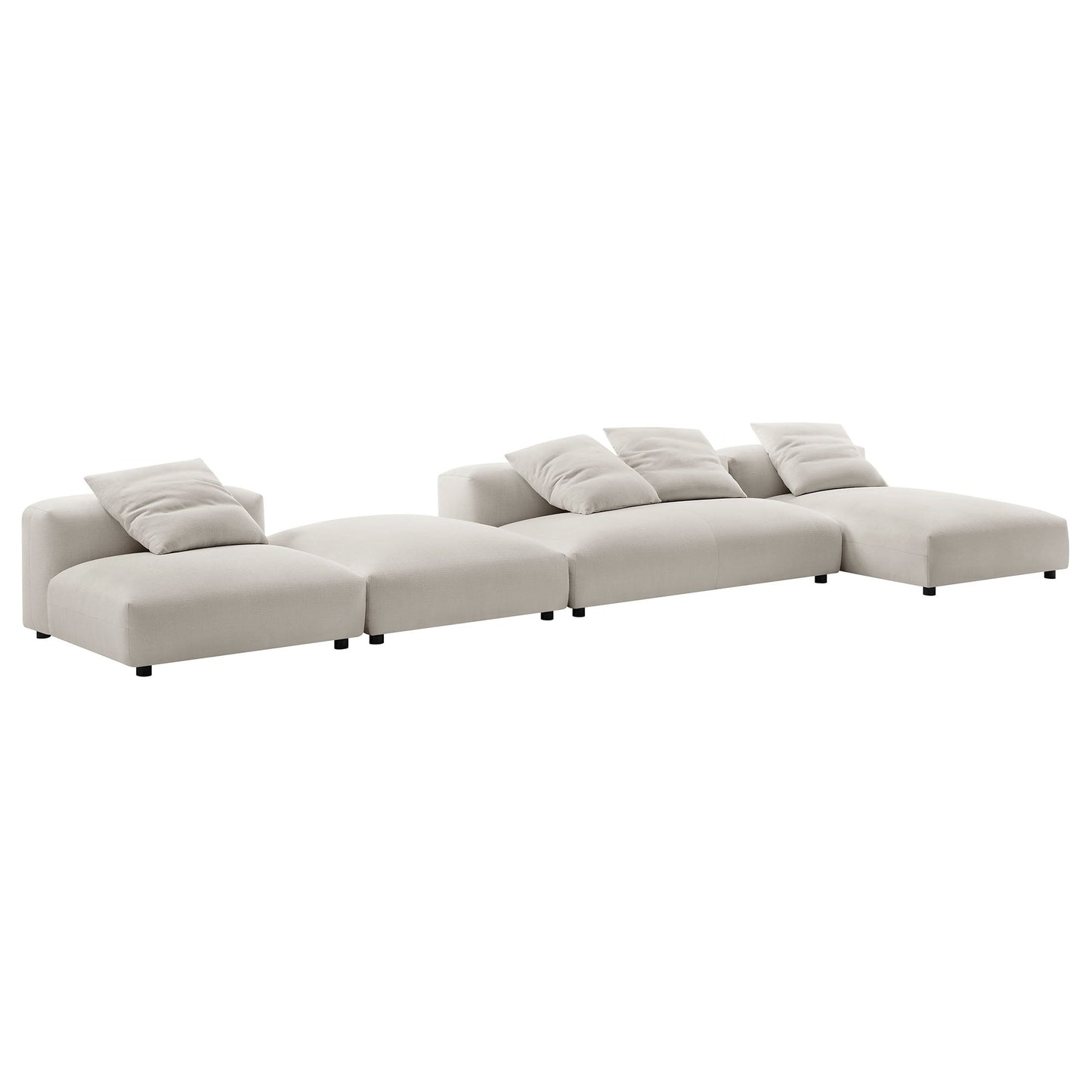 Solace 4-Piece Modular Upholstered Fabric Sectional Sofa With Ottoman