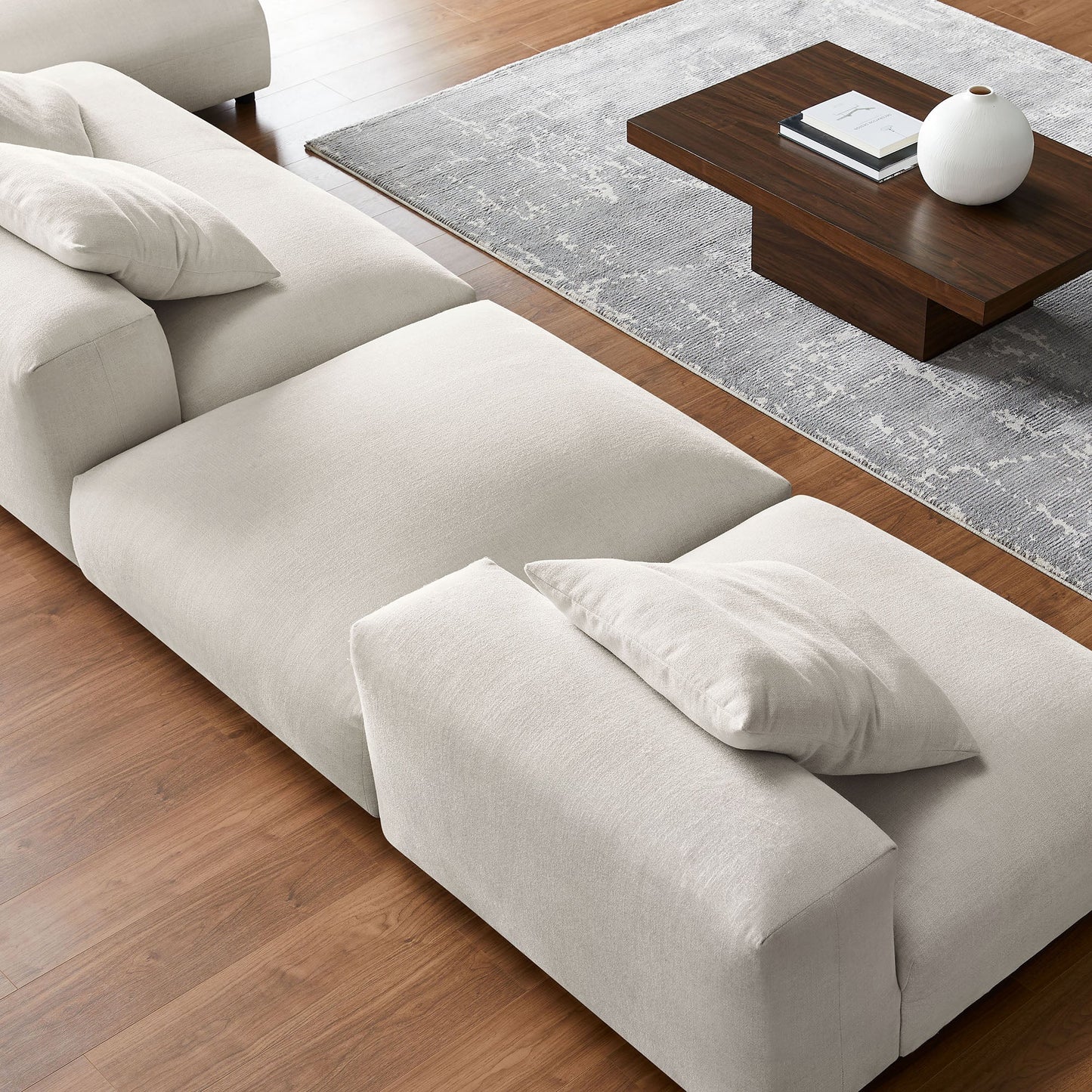 Solace 4-Piece Modular Upholstered Fabric Sectional Sofa With Ottoman