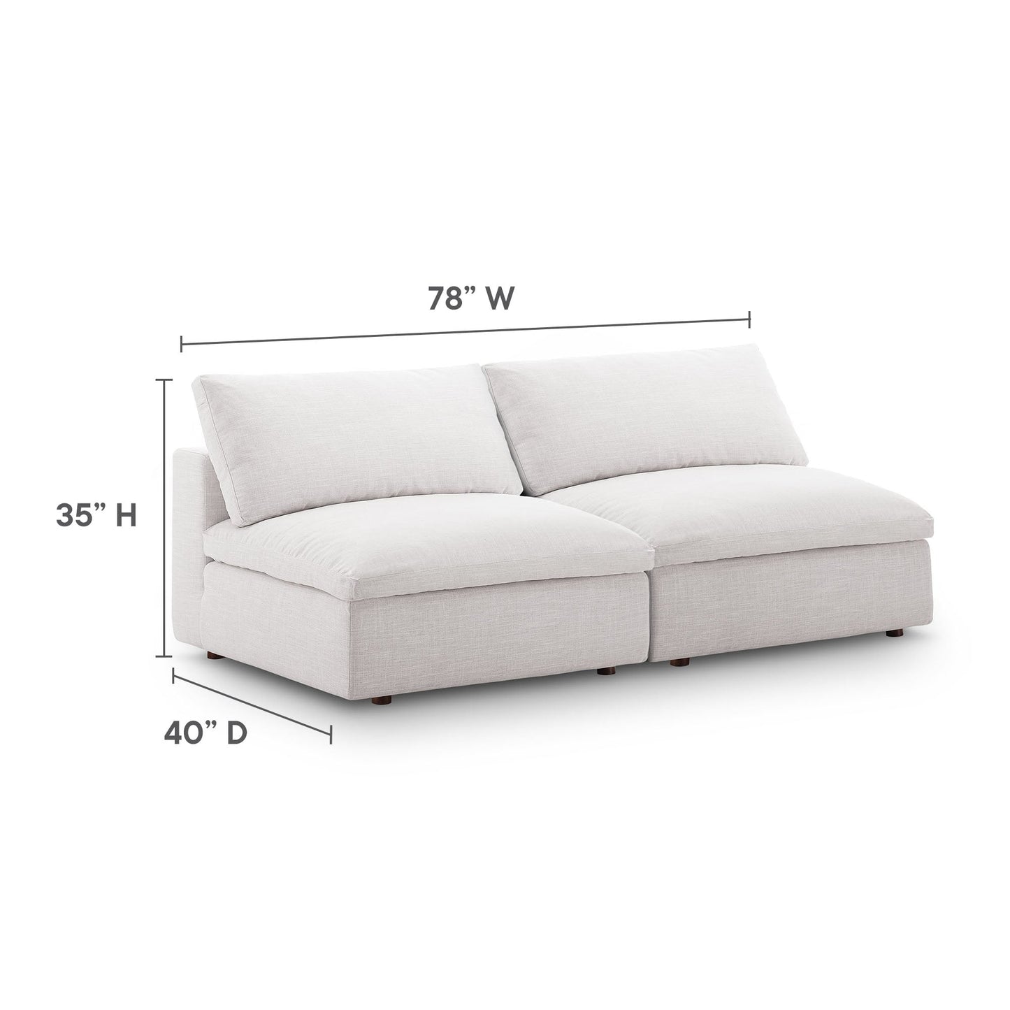 Commix Down Filled Overstuffed 2-Piece Armless Sectional Loveseat