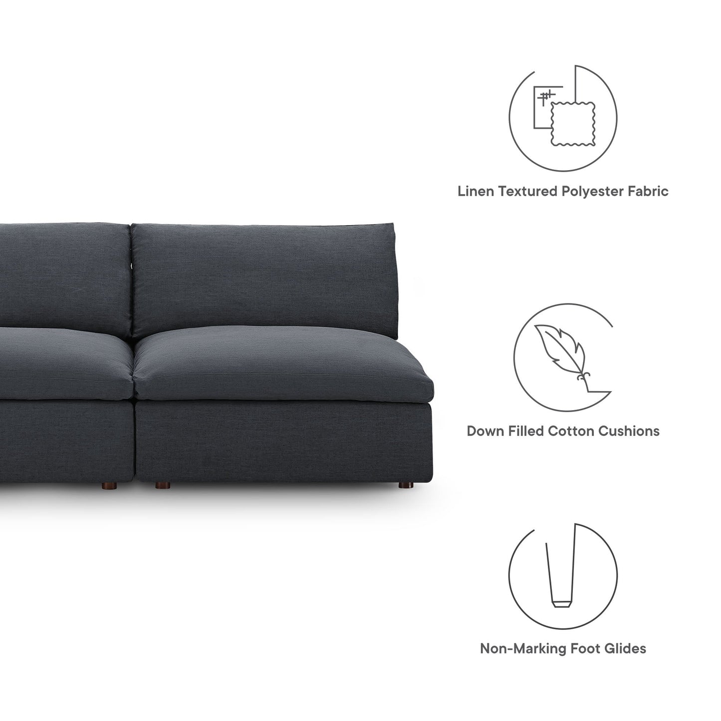 Commix Down Filled Overstuffed 2-Piece Armless Sectional Loveseat