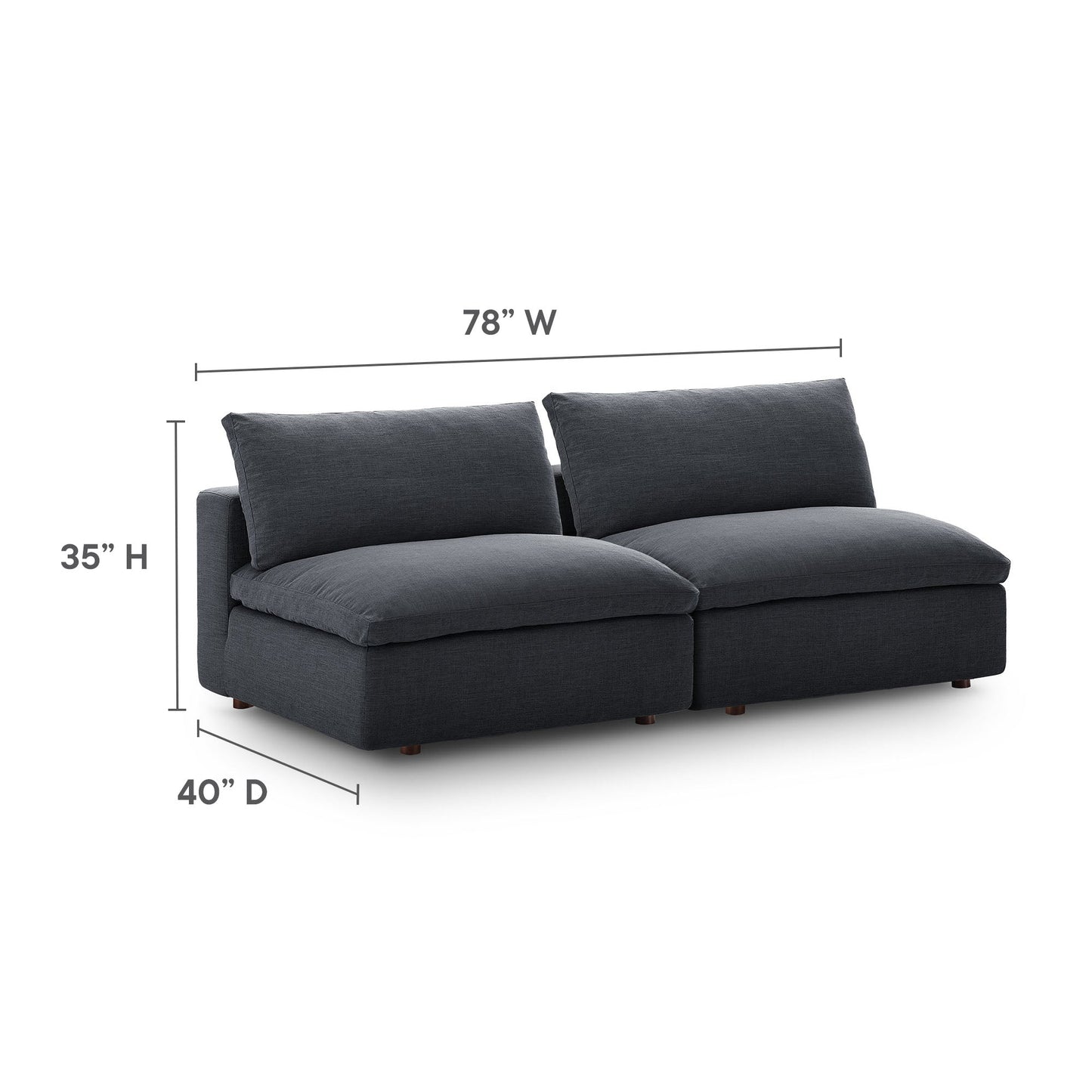 Commix Down Filled Overstuffed 2-Piece Armless Sectional Loveseat