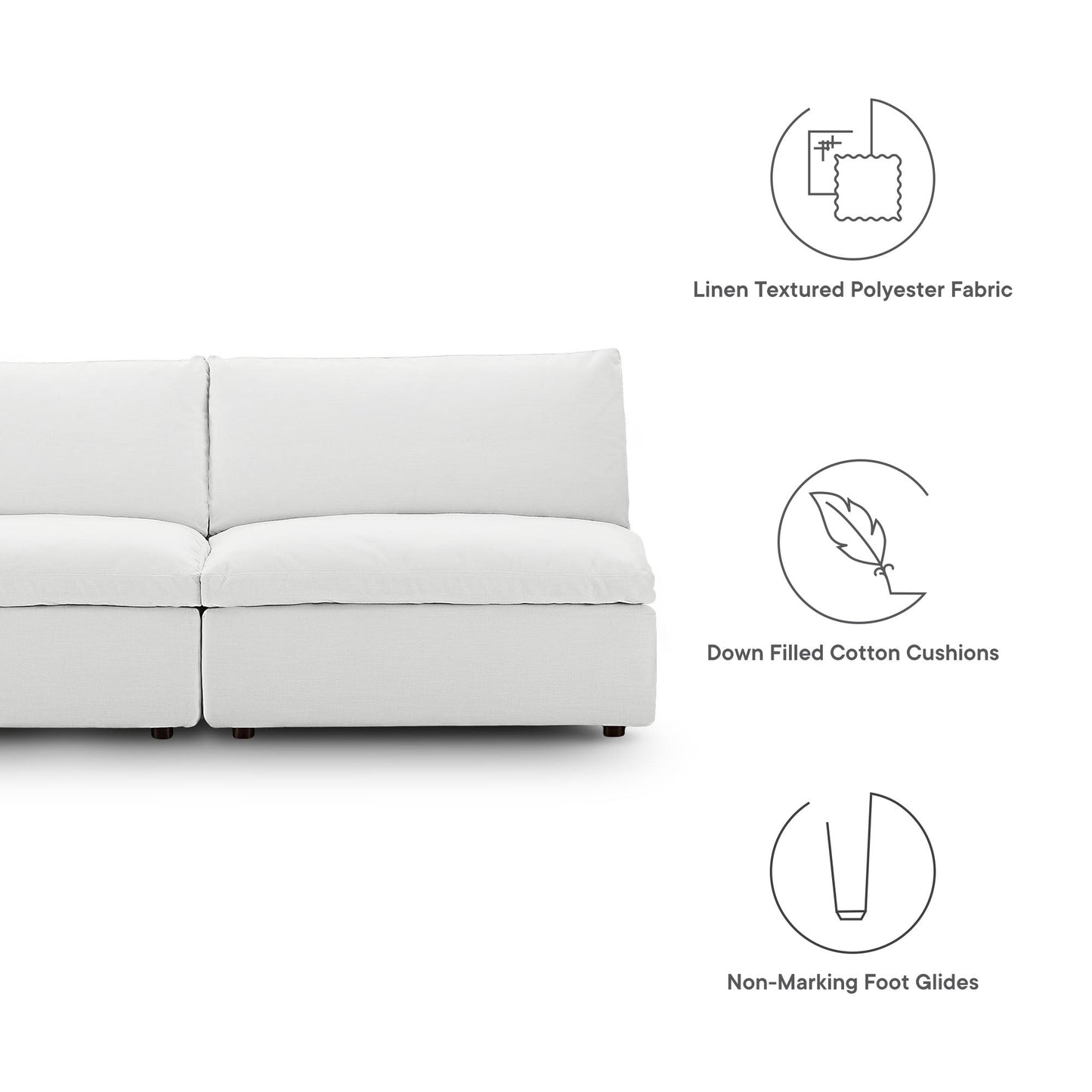 Commix Down Filled Overstuffed 2-Piece Armless Sectional Loveseat