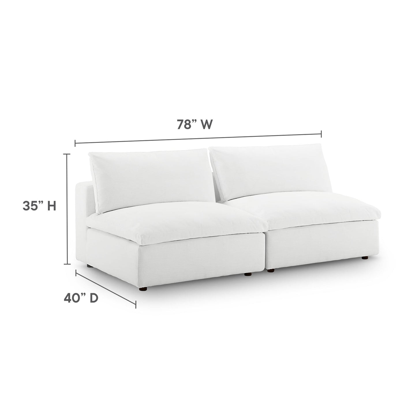 Commix Down Filled Overstuffed 2-Piece Armless Sectional Loveseat