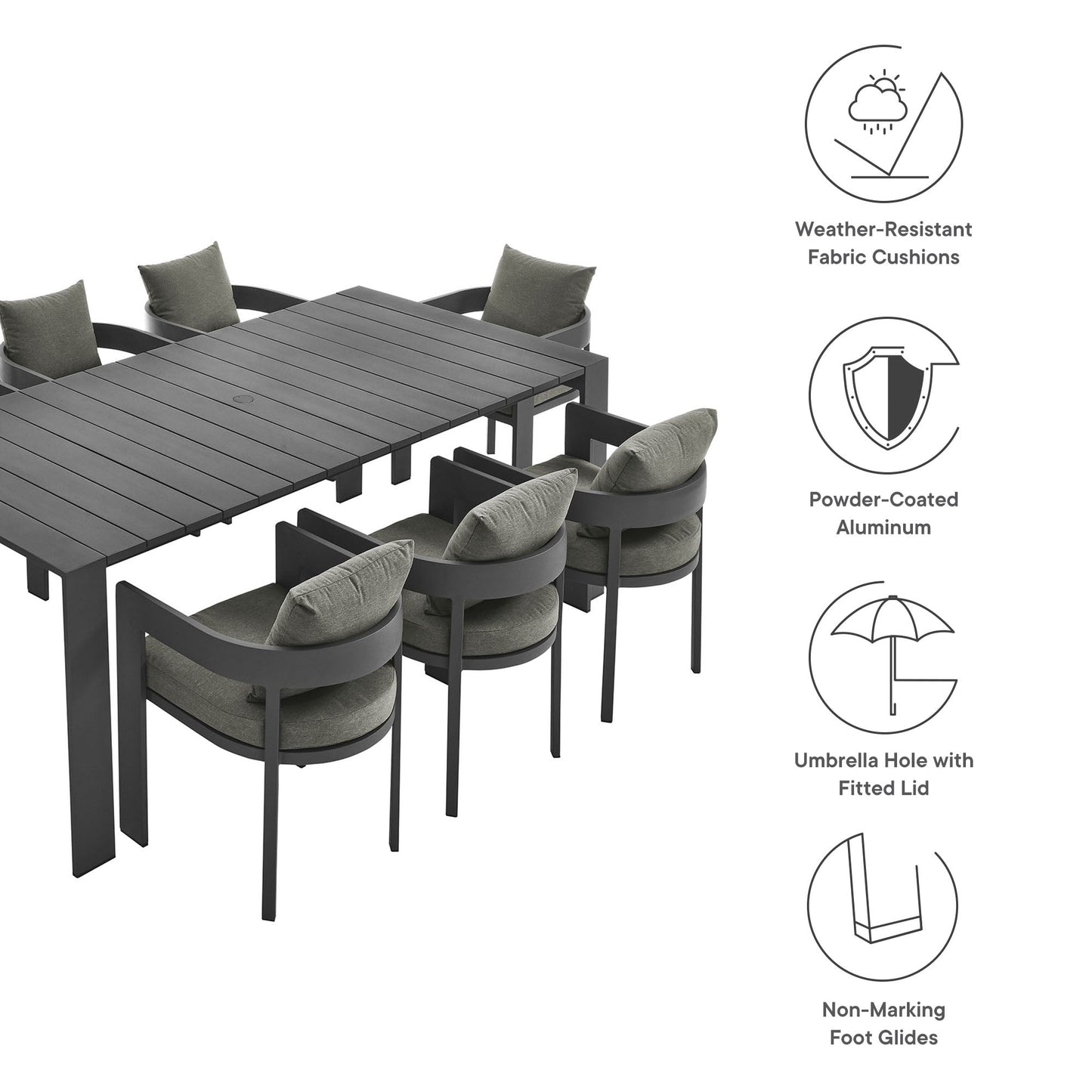 Tahoe 9-Piece Outdoor Patio Aluminum Dining Set