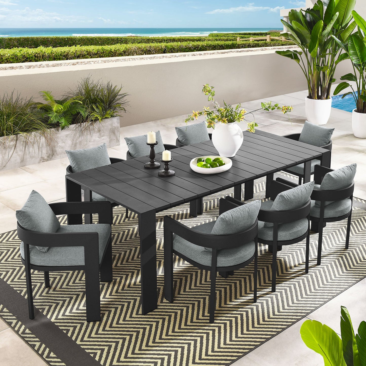 Tahoe 9-Piece Outdoor Patio Aluminum Dining Set