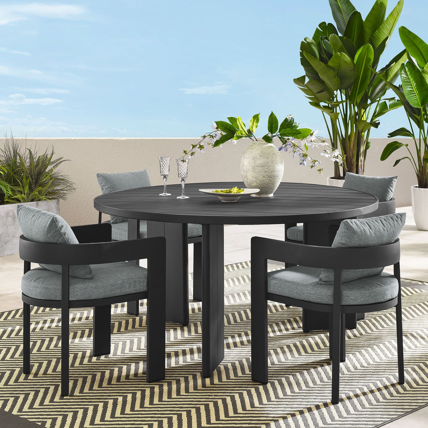 Tahoe 5-Piece Outdoor Patio Aluminum Dining Set