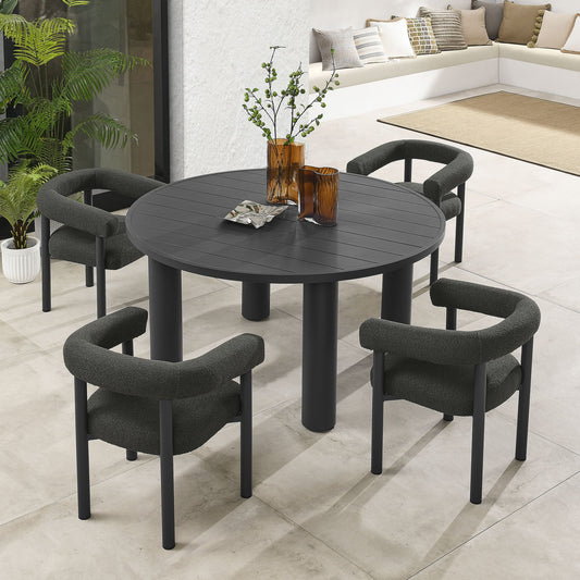 Nautica 5-Piece Round Outdoor Patio Aluminum Dining Table and Chairs Set