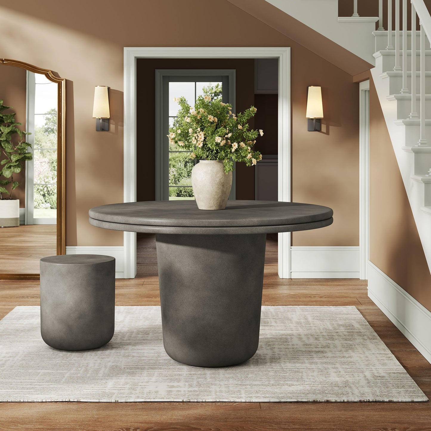 Brion 48" Indoor - Outdoor Patio Concrete Round Dining Table